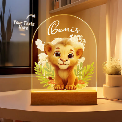 Personalized Lion Night Light For Baby Custom Name Smile Tiger Bedside Lamp - photomoonlampuk