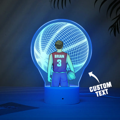 Custom Basketball Player Lamp Personalized Name And Number 3D LED Light Multi Color Base - photomoonlampuk