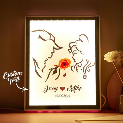 Custom Couple Photo Frame with Light Perfect Gift for Family Birthday Christmas Anniversary - photomoonlampuk
