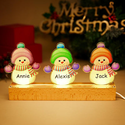 Personalized Christmas Night Light With Name Snowman Led Night Light Custom Christmas Gift Family Name Gift For Mom - photomoonlampuk