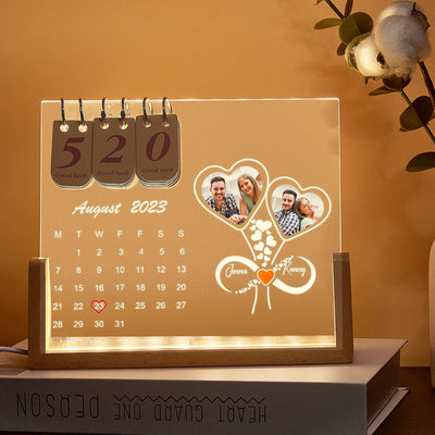 Custom Infinity Heart Lamp Personalized Countdown Calendar Night Light - photomoonlampuk