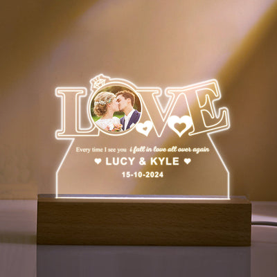 Personalized Acrylic Night Light Custom Photo Night Light Valentine's Day Romantic Gifts for Lover - photomoonlampuk