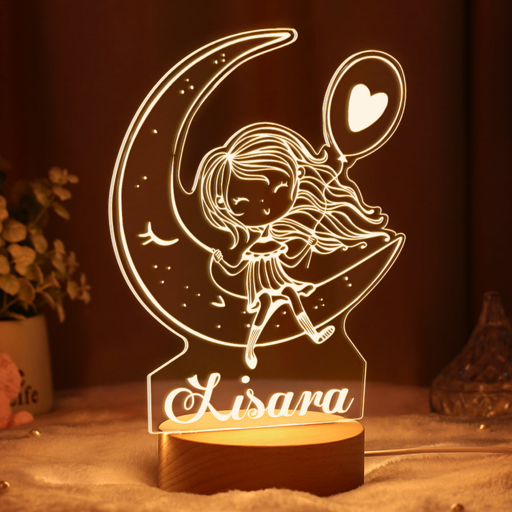 Custom 3D Lamp Girls Room Decor Night Light Gifts For Girls Kids Bedside Lamp