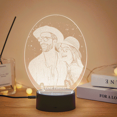 Custom Photo Engraved Nightstand Light Anniversary Lamp For Couple - photomoonlampuk