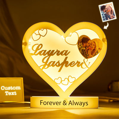 Custom Photo Engraved Night Light Heart Acrylic Romantic Gifts for Couple - photomoonlampuk