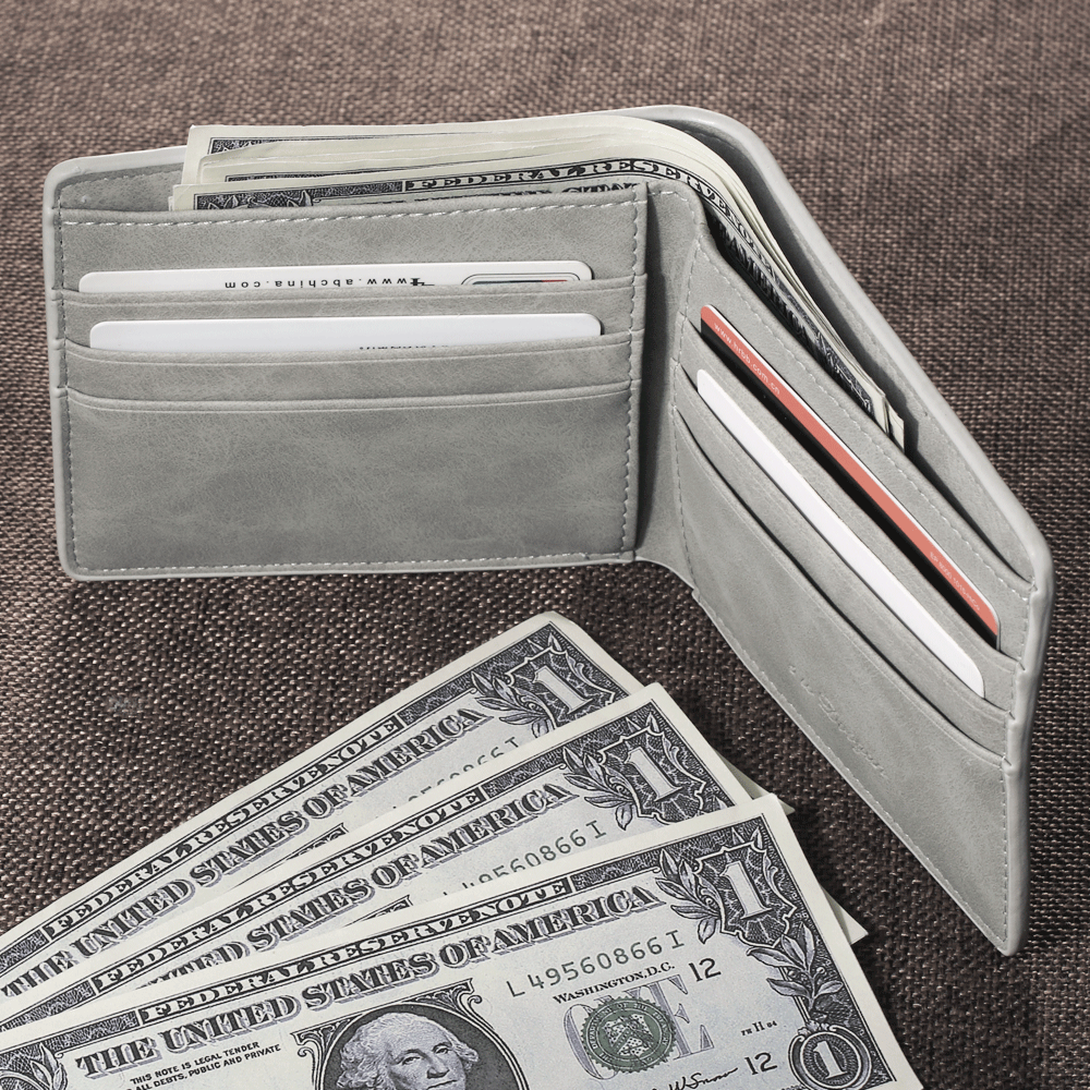Custom Light Grey Short Photo Wallet Idea for Father's Day