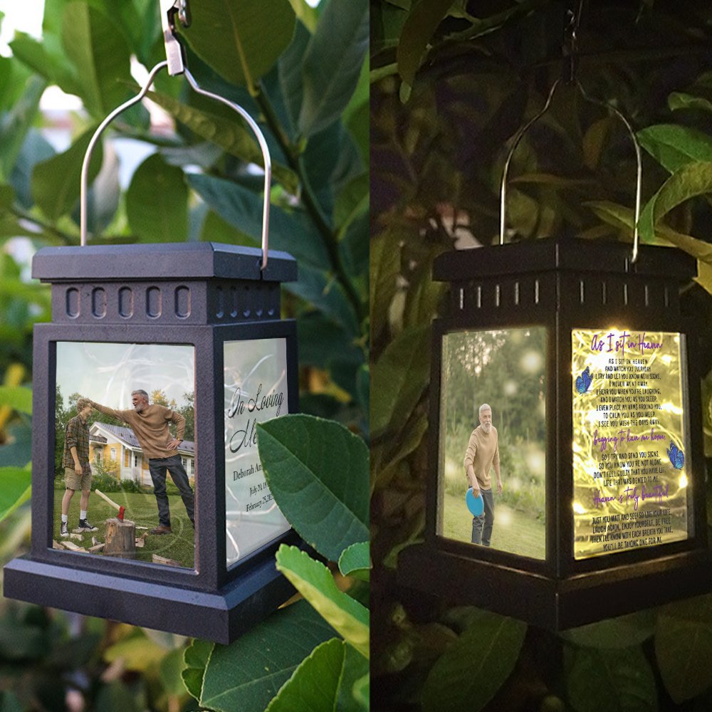 Personalised Photo Lantern Lamp Butterfly Memorial Sympathy gift Gifts For Dad