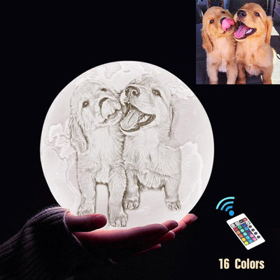 Custom 3D Printing Photo Earth Lamp With Your Text - For Pet Lover - Remote Control 16 Colors(10cm-20cm)
