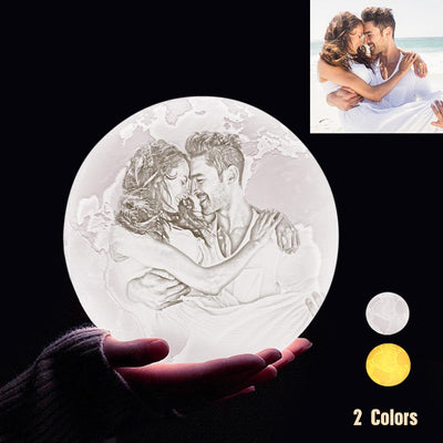 Custom 3D Printing Photo Earth Lamp With Your Text - For Valentine - Touch Two Colors(10cm-20cm)