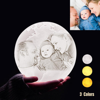 Custom 3D Printing Photo Earth Lamp With Your Text - For Family - Tap 3 Colors(10cm-20cm)