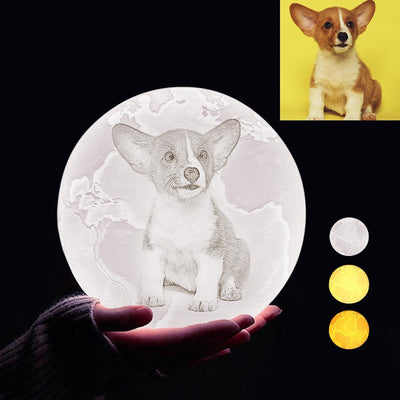 Custom 3D Printing Photo Earth Lamp With Your Text - For Pet Lover - Tap 3 Colors(10cm-20cm)
