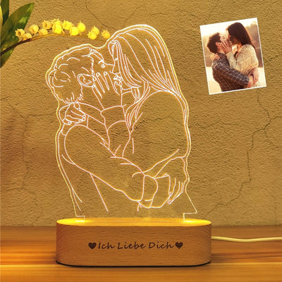 Engraved Portrait LED light Lamp Anniversary Wedding Ideas Photo Engraving Lamp