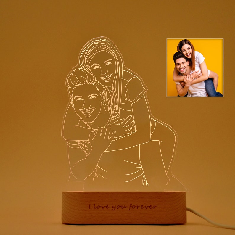 Custom 3D Photo LED light Home Decoration Lamp With Engraved Portrait Best Gifts Night Light
