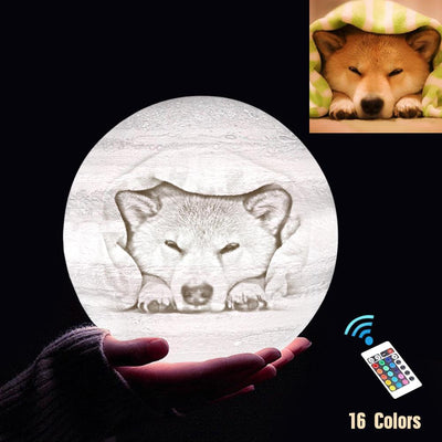 Custom 3D Printing Photo Jupiter Lamp With Your Text - For Pet Lover - Remote Control 16 Colors(10cm-20cm)