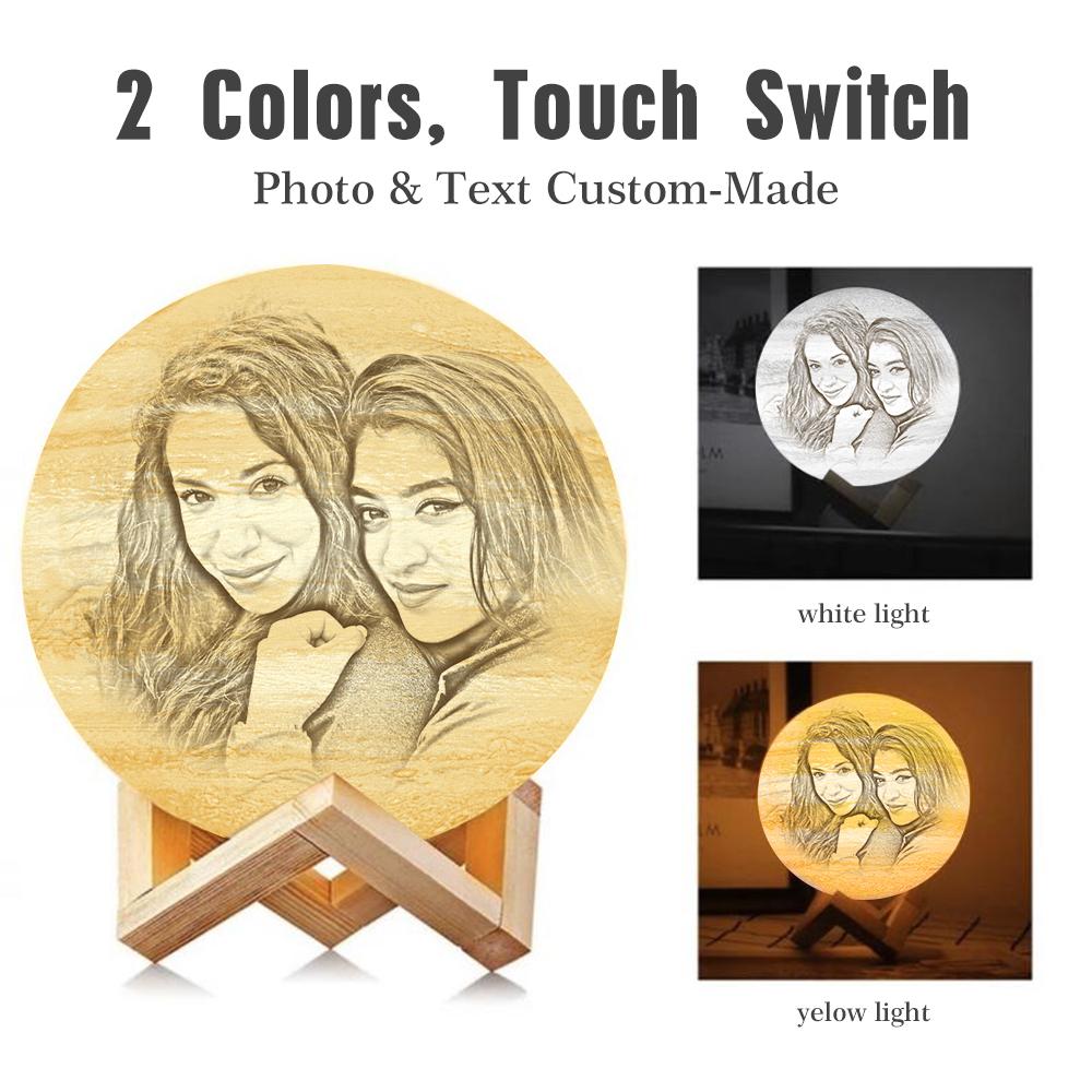 Custom 3D Printing Photo Jupiter Lamp With Your Text - For Friends - Touch Two Colors(10cm-20cm)