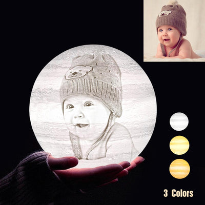 Custom 3D Printing Photo Jupiter Lamp With Your Text - For Baby - Tap 3 Colors(10cm-20cm)
